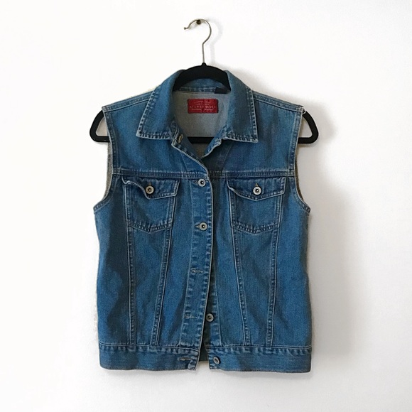 Vintage Jackets & Blazers - At Last Blues Blue Denim Vest Jacket